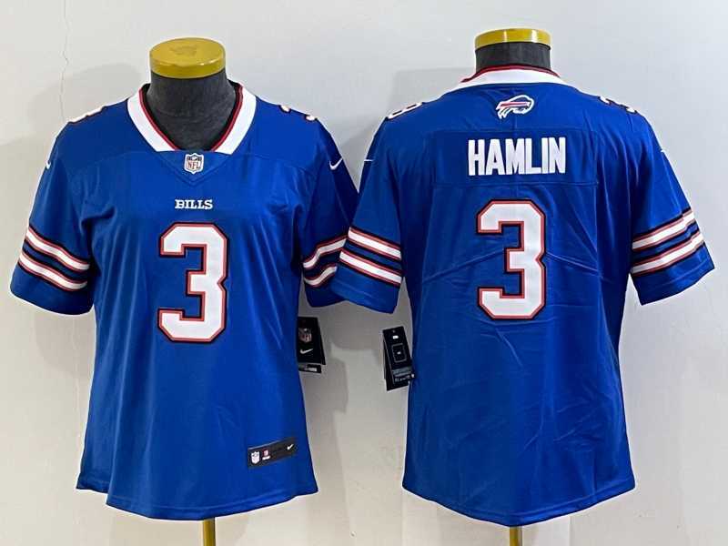 Womens Buffalo Bills #3 Damar Hamlin Blue 2022 Vapor Untouchable Stitched NFL Nike Limited Jersey